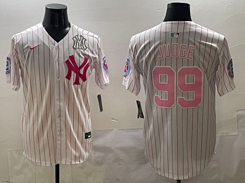 Men New York Yankees #99 Judge Stripe Red Jointly Name 2025 Nike MLB Jersey style 6->new york yankees->MLB Jersey
